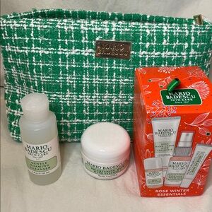 Mario Badescu 7 Piece Skincare Gift Set with Green & White Cosmetic Bag NIP
